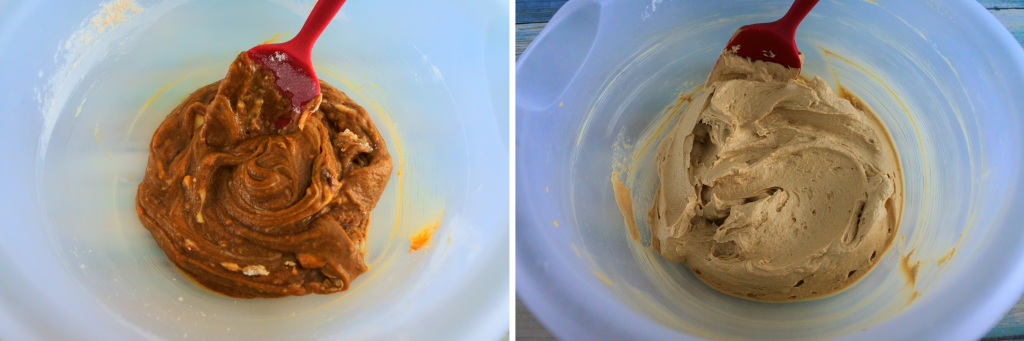 A composite image of butter, sugar and molasses mixed together and then creamed