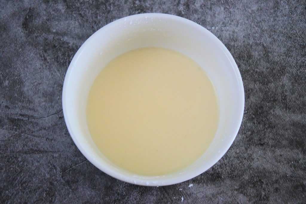An overhead image of a stock and starch slurry