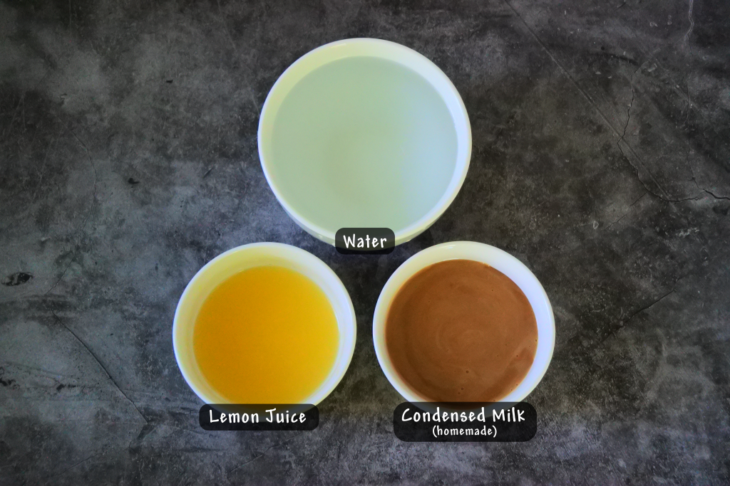 An overhead image of ingredients needed to make Kitrusy's creamy dreamy lemonade