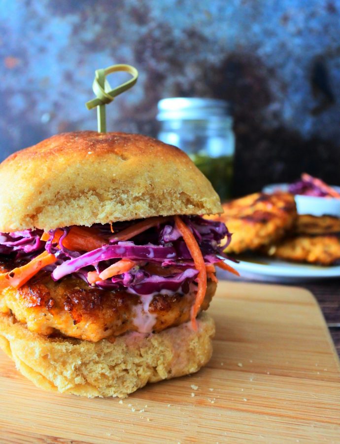 The Best Ground Chicken Burgers Served with a Simple Slaw
