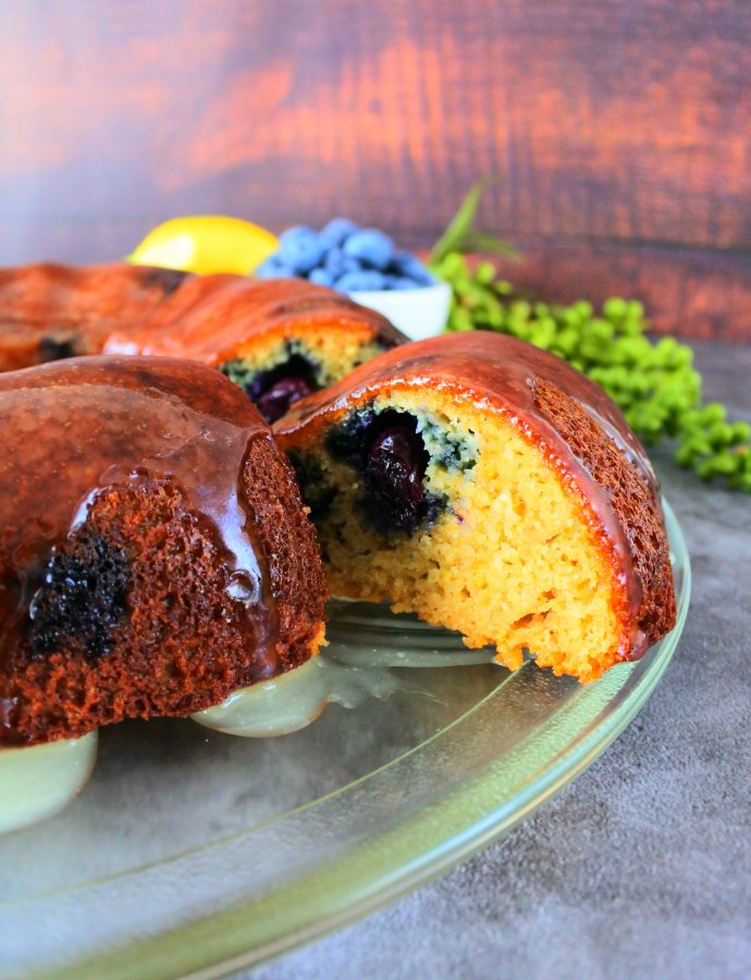 Gluten-Free Glazed Blueberry Lemon Bundt Cake